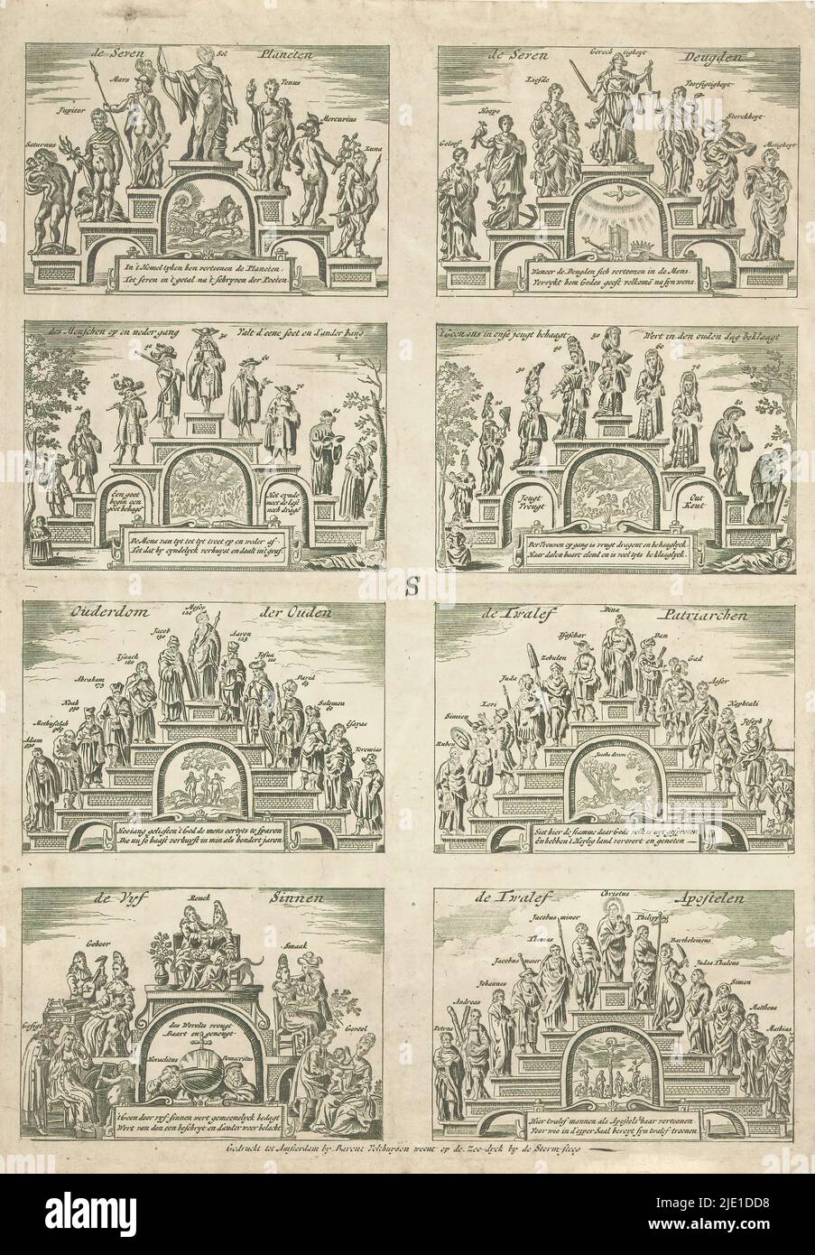 Eight Stages of Life, Sheet with 8 representations of stages of life ...