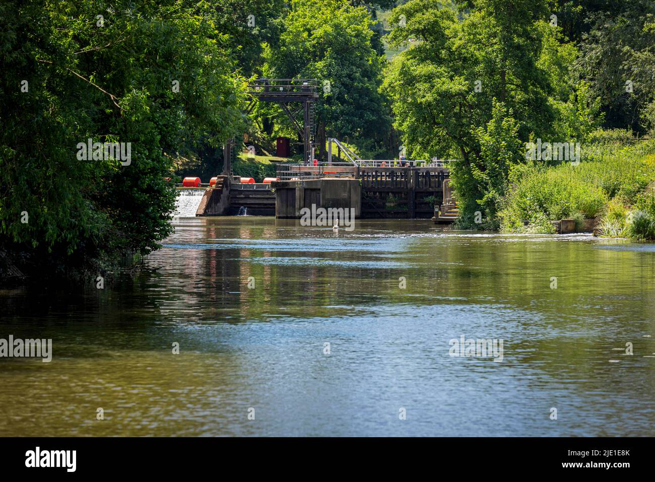 Teston Lock on the River Medway near Maidstone in Kent, England Stock Photo