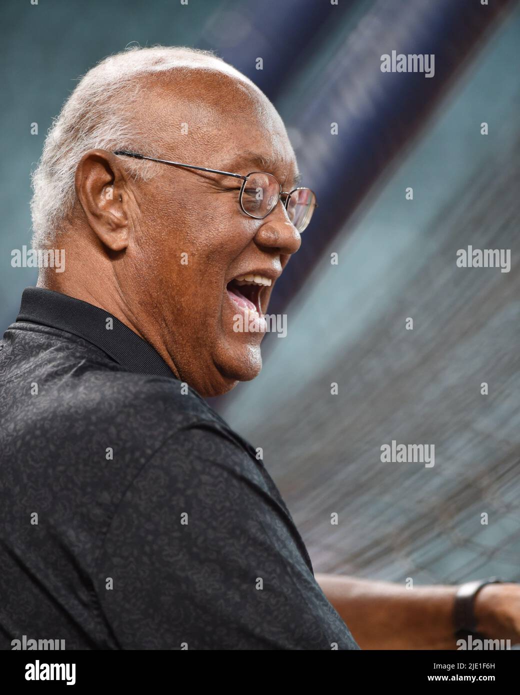 Former Houston Astros infielder Enos Cabell at the MLB game between the Houston Astros and the New York Mets on Tuesday, June 21, 2022 at Minute Maid Stock Photo