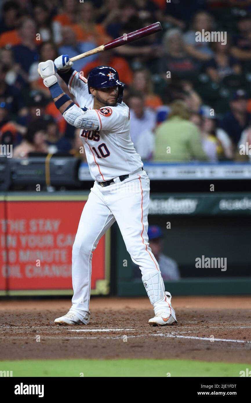 Houston Astros first baseman Yuli Gurriel (10) batting in the bottom of