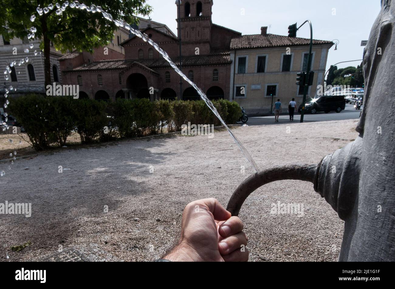 June 24, 2022, Rome, Italy: A fountain in Rome. Lazio on 20 June declared a state of calamity for drought that has hit the central Italian region and many others, especially in the north. Lazio Governor Nicola Zingaretti said the move was aimed at taking measures such as saving water in all activities starting with household consumption. A drought alert has spread from the Po valley, where waters are three quarters down amid the worst drought in 70 years, to central rivers like the Arno, the Aniene and the Tiber, which have half the water they normally do at this time of the year, officials sa Stock Photo
