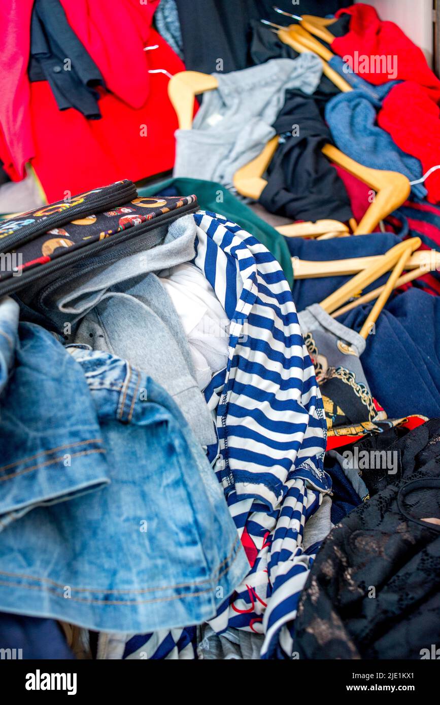 pile of used clothes. Second hand for recycling Stock Photo Alamy