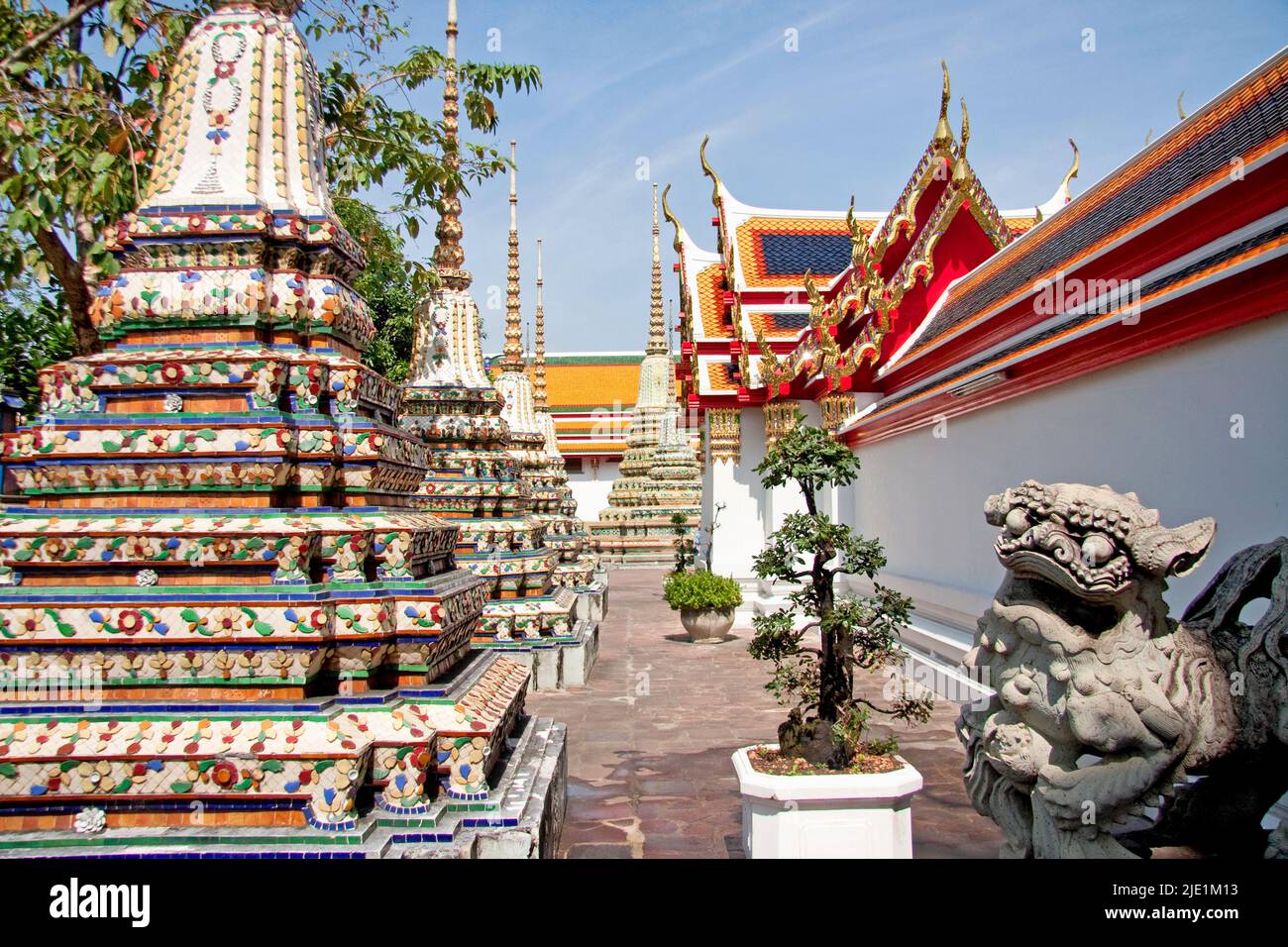 Chedis inside Wat Pho temple, Bangkok, Thailand Stock Photo