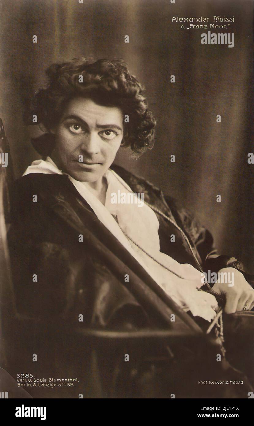 Portrait of Alexander Moissi as Franz Moor in Die Räuber - German wihelminian era cinema (1895 - 1918) Stock Photo