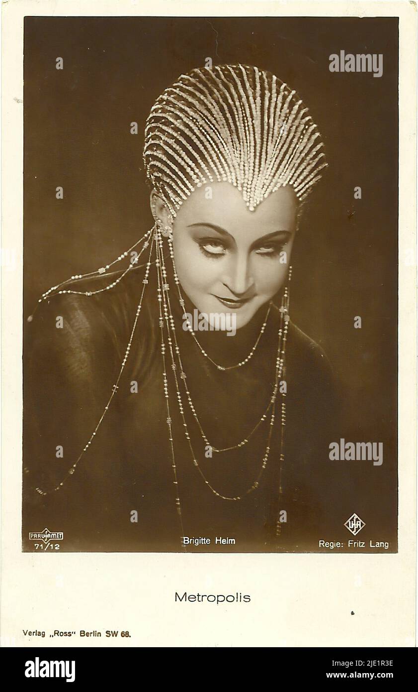 Portrait of Brigitte Helm in Metropolis (1927) - German weimar era cinema (1918 - 1935) Stock Photo