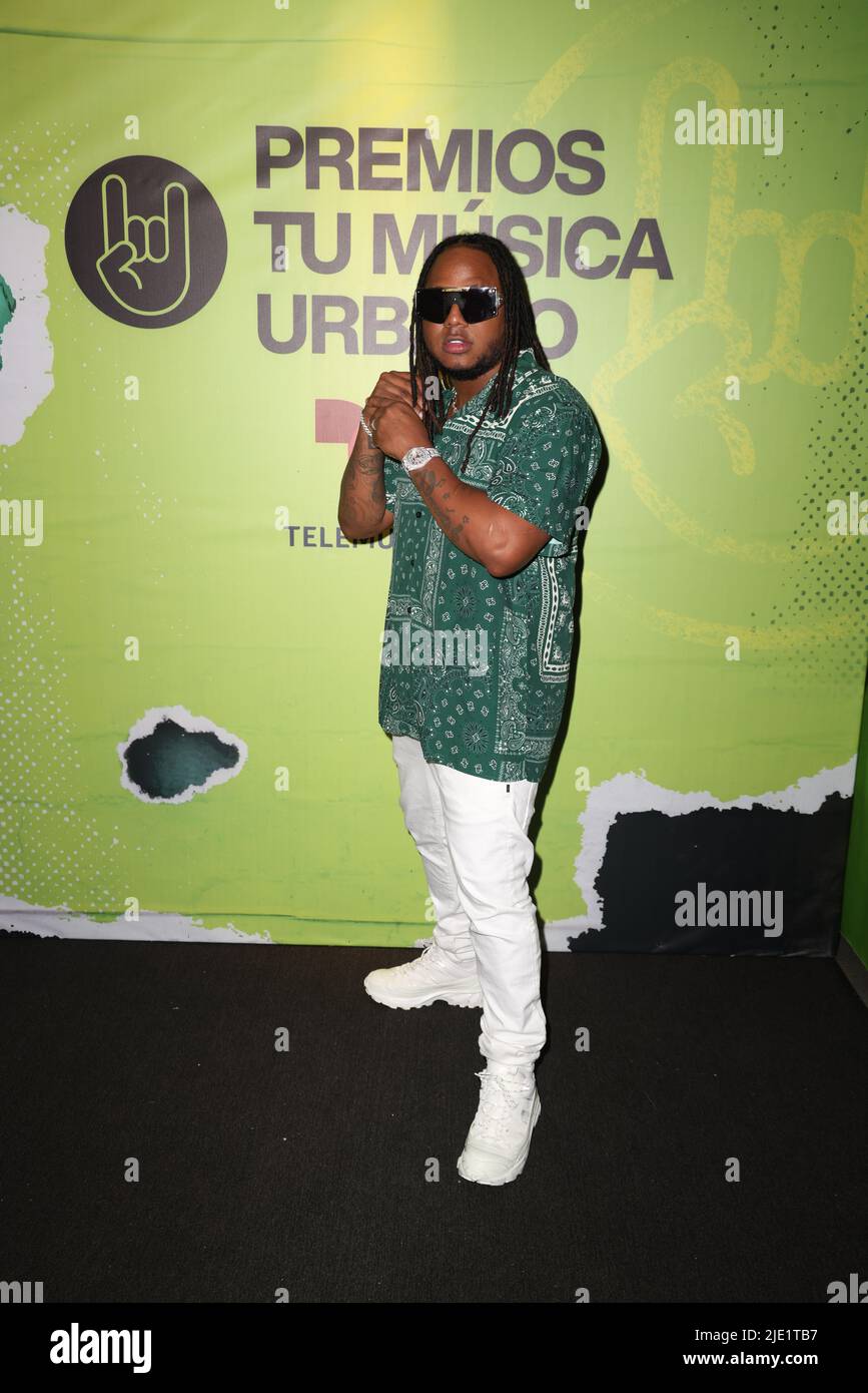 Miami, USA. 23rd June 2022. PREMIOS TU MUSICA URBANO: Akim is seen ...