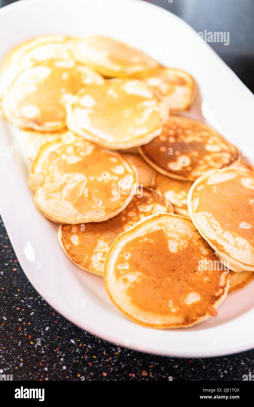 Freshly made small pancakes on a kefir base Stock Photo Alamy