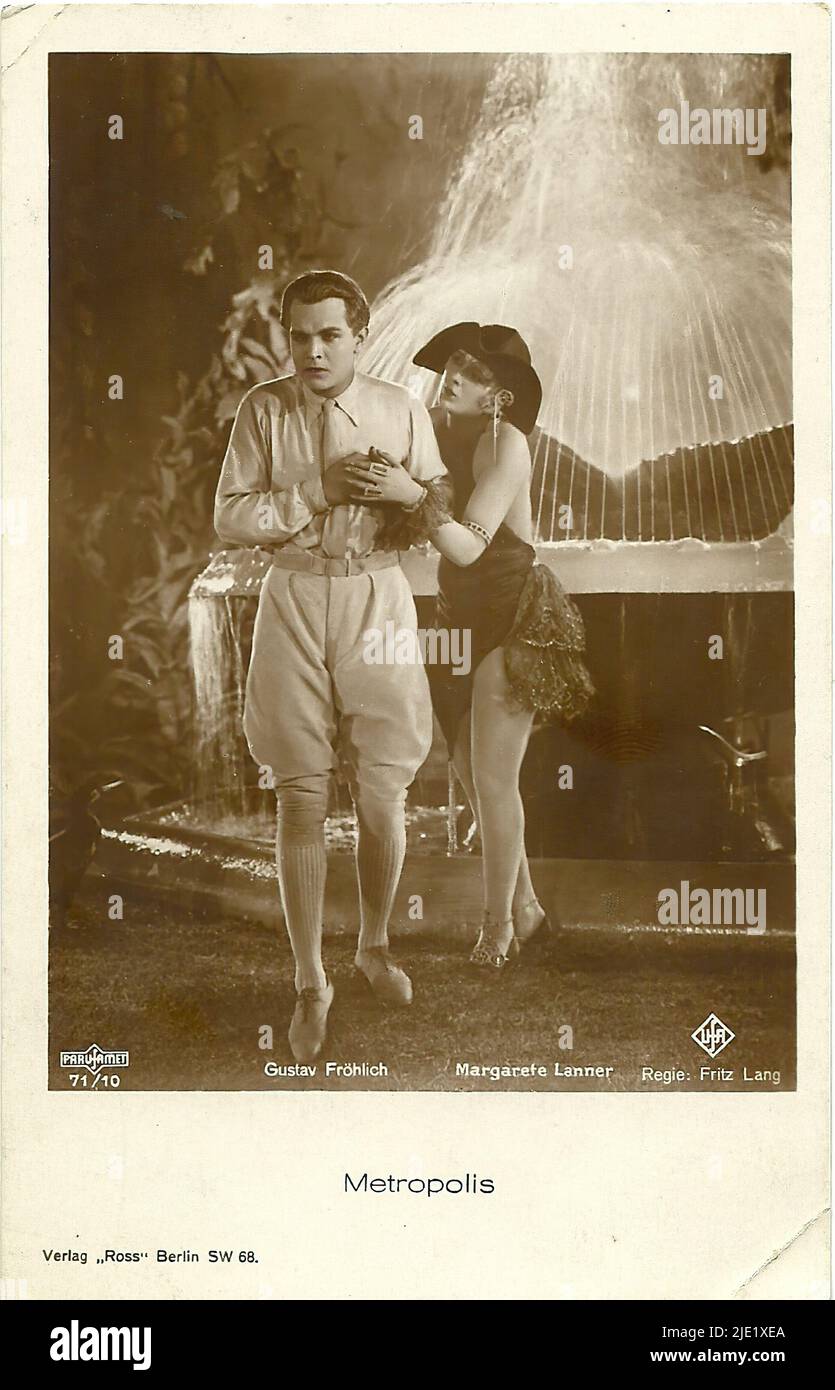 Portrait of Gustav Fröhlich and Margarete Lanner in Metropolis (1927) - German weimar era cinema (1918 - 1935) Stock Photo