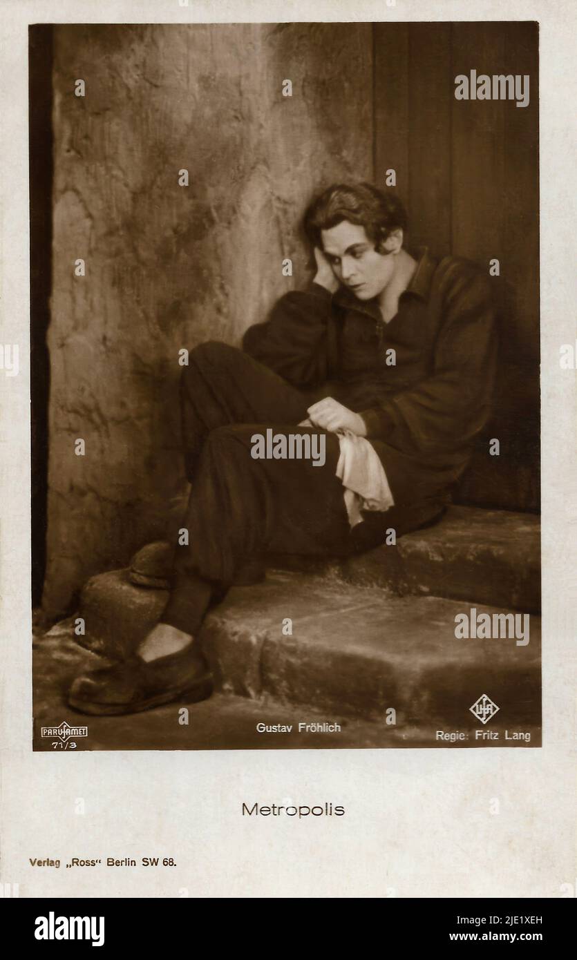 Portrait of Gustav Fröhlich in Metropolis (1927) - German weimar era cinema (1918 - 1935) Stock Photo