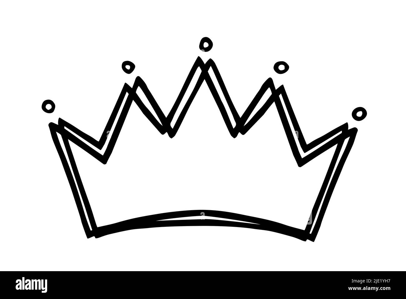 Hand drawn stylized crown design hand painted with ink pen, isolated on ...