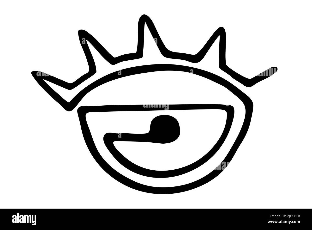 Hand drawn stylized eye design hand painted with ink pen, isolated on white background. Vector