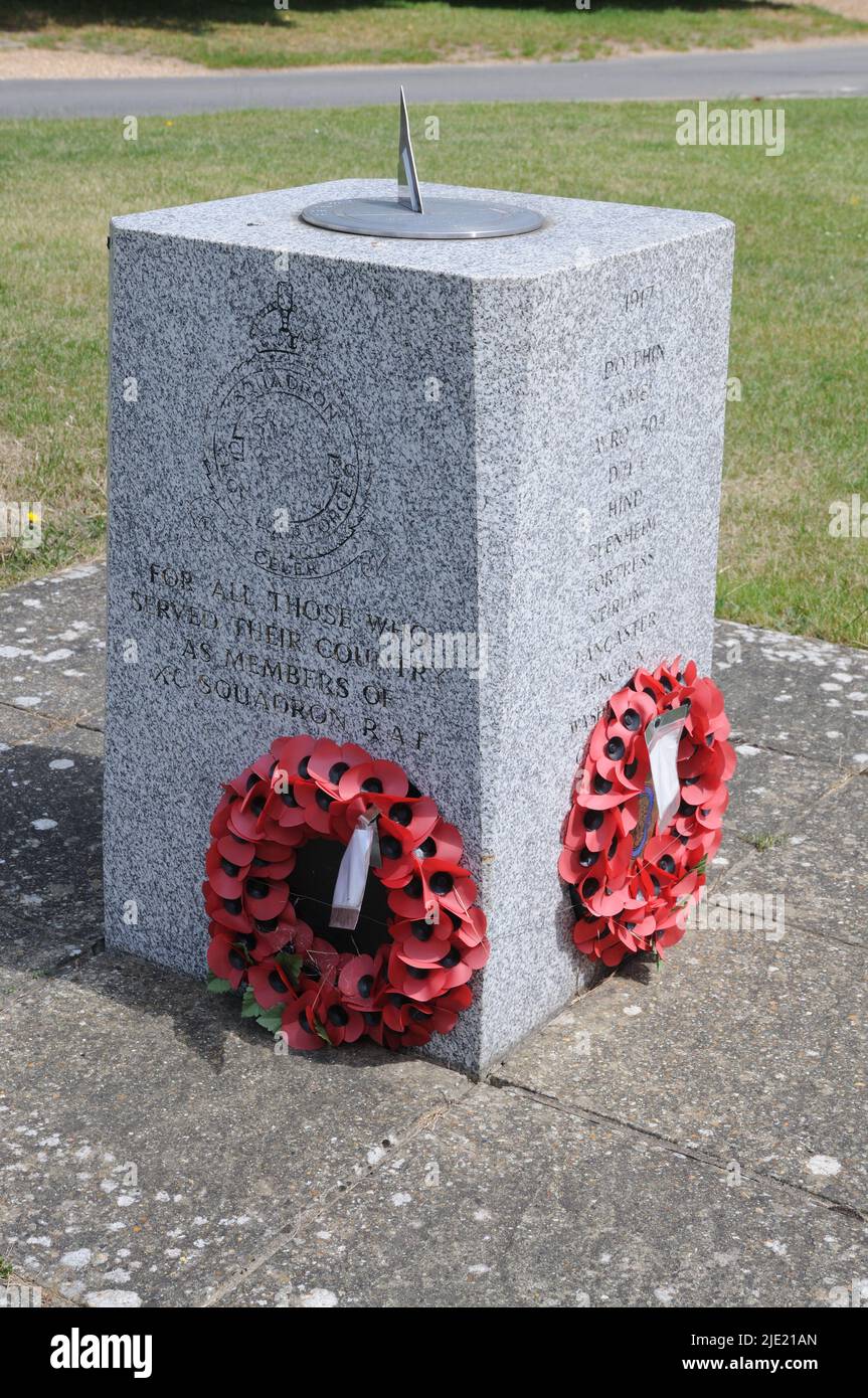 Memorial to XC Squadron RAF, Tuddenham St Mary, Suffolk Stock Photo
