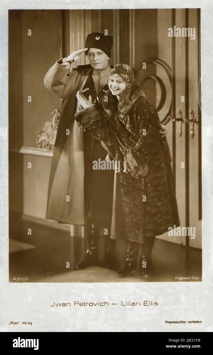 Portrait of Lilian Ellis and Iván Petrovich in Der Leutnant Ihrer Majestät (1929) - German weimar era cinema (1918 - 1935) Stock Photo