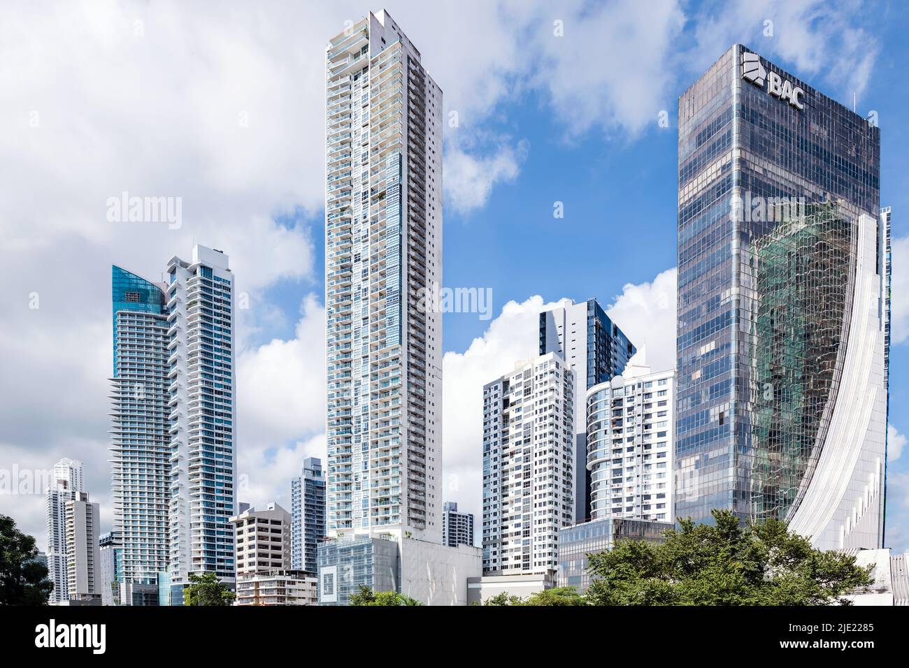Panama City, Panama - October 29, 2021: The skyline of skyscrapers in downtown of Panama City in Panama Stock Photo