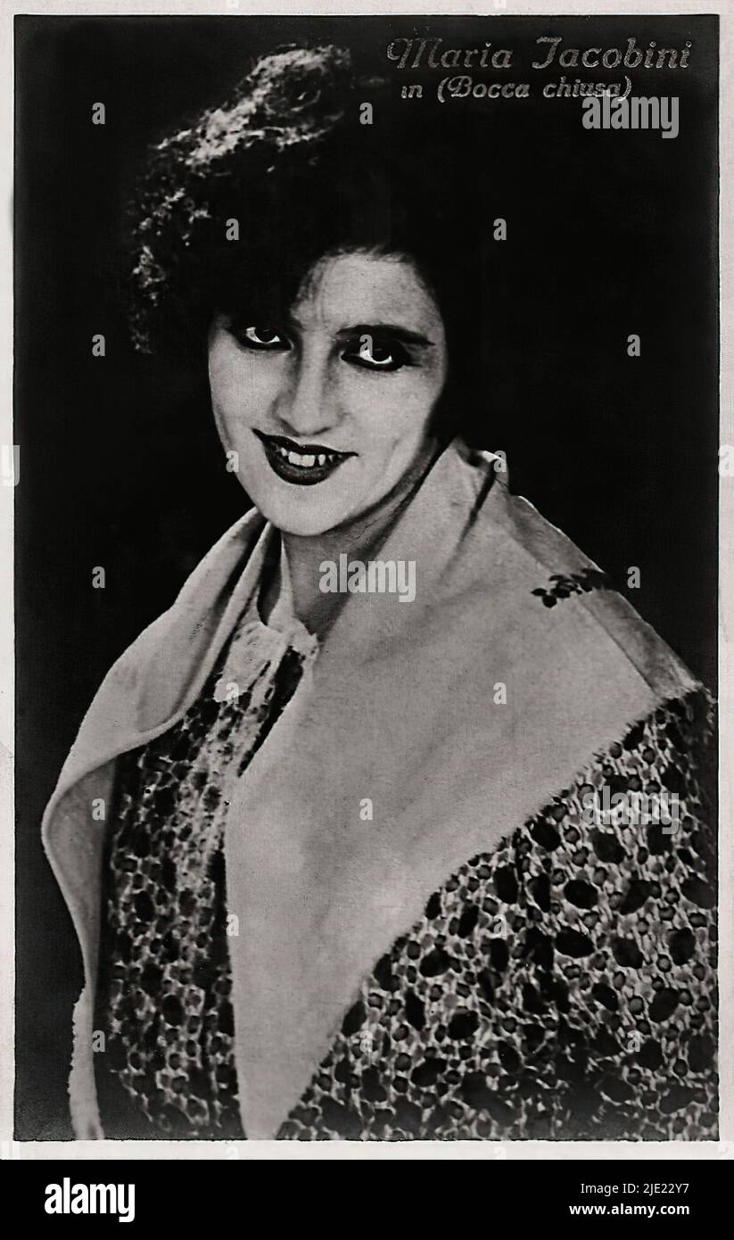 Portrait of Maria Jacobini in La bocca chiusa Italian silent movie