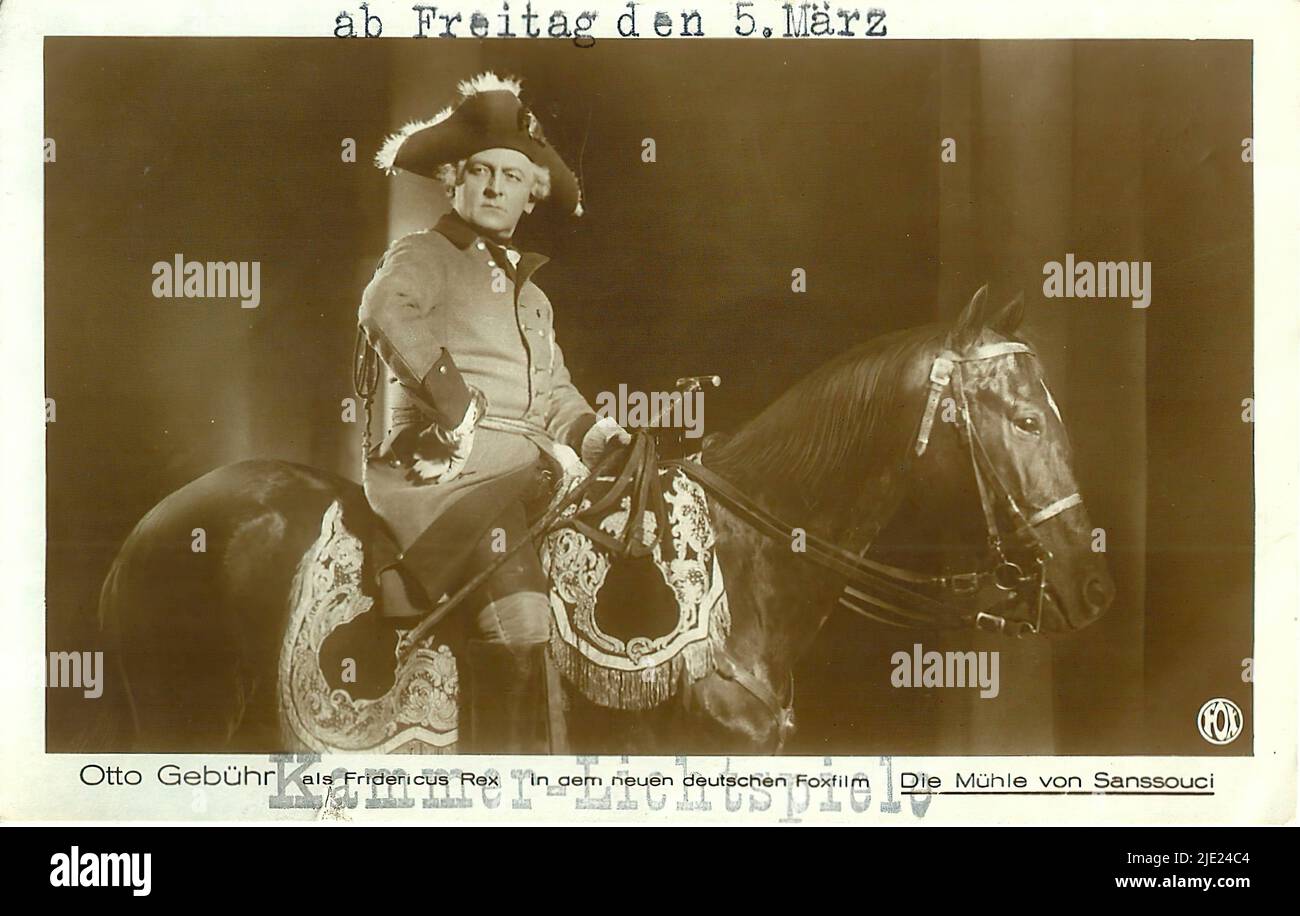 Portrait of Otto Gebühr in Die Mühle von Sanssouci - German weimar era cinema (1918 - 1935) Stock Photo