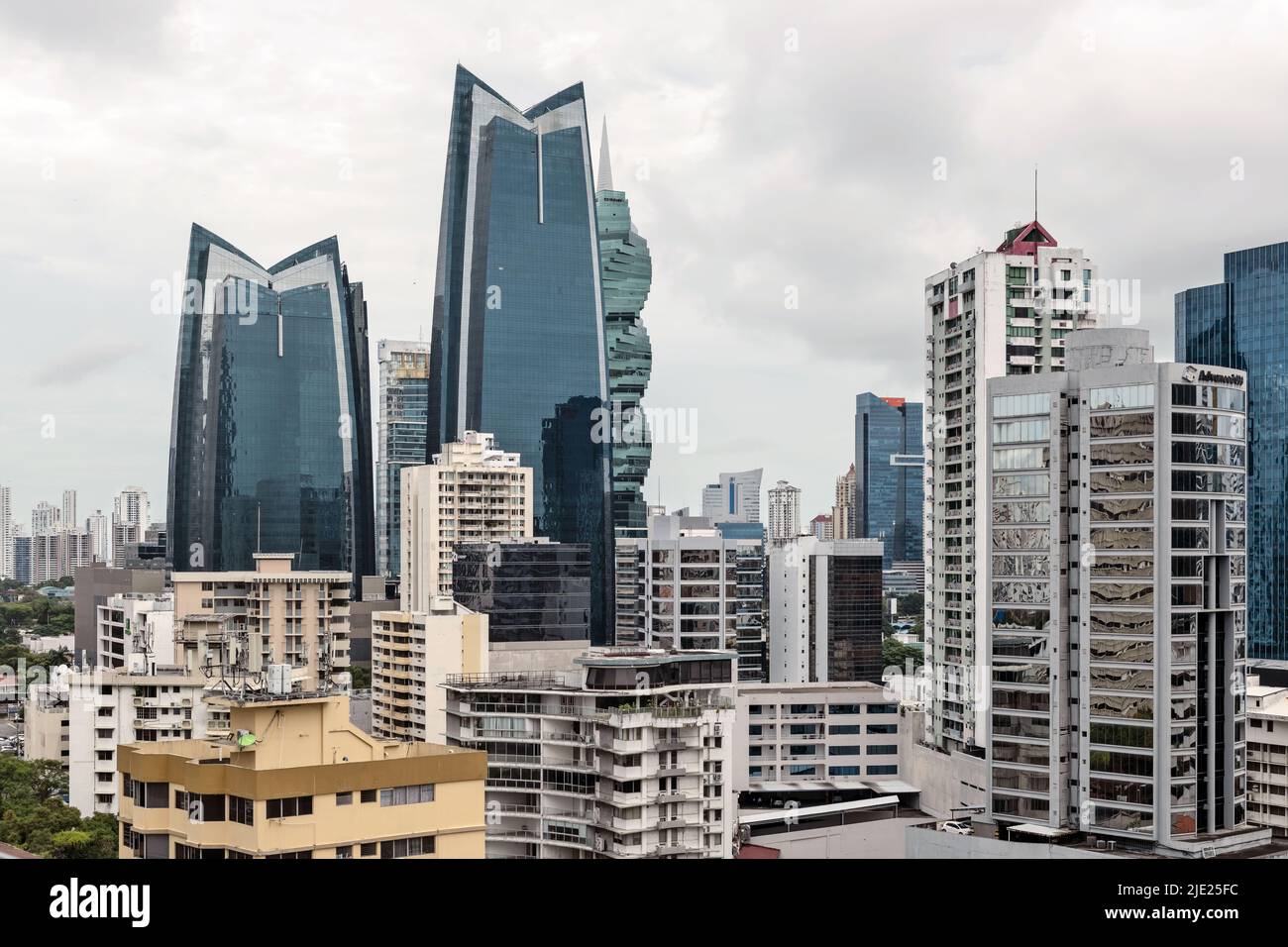 Panama City, Panama - October 28, 2021: View at the skyline of skyscrapers in Panama City, Panama. Stock Photo