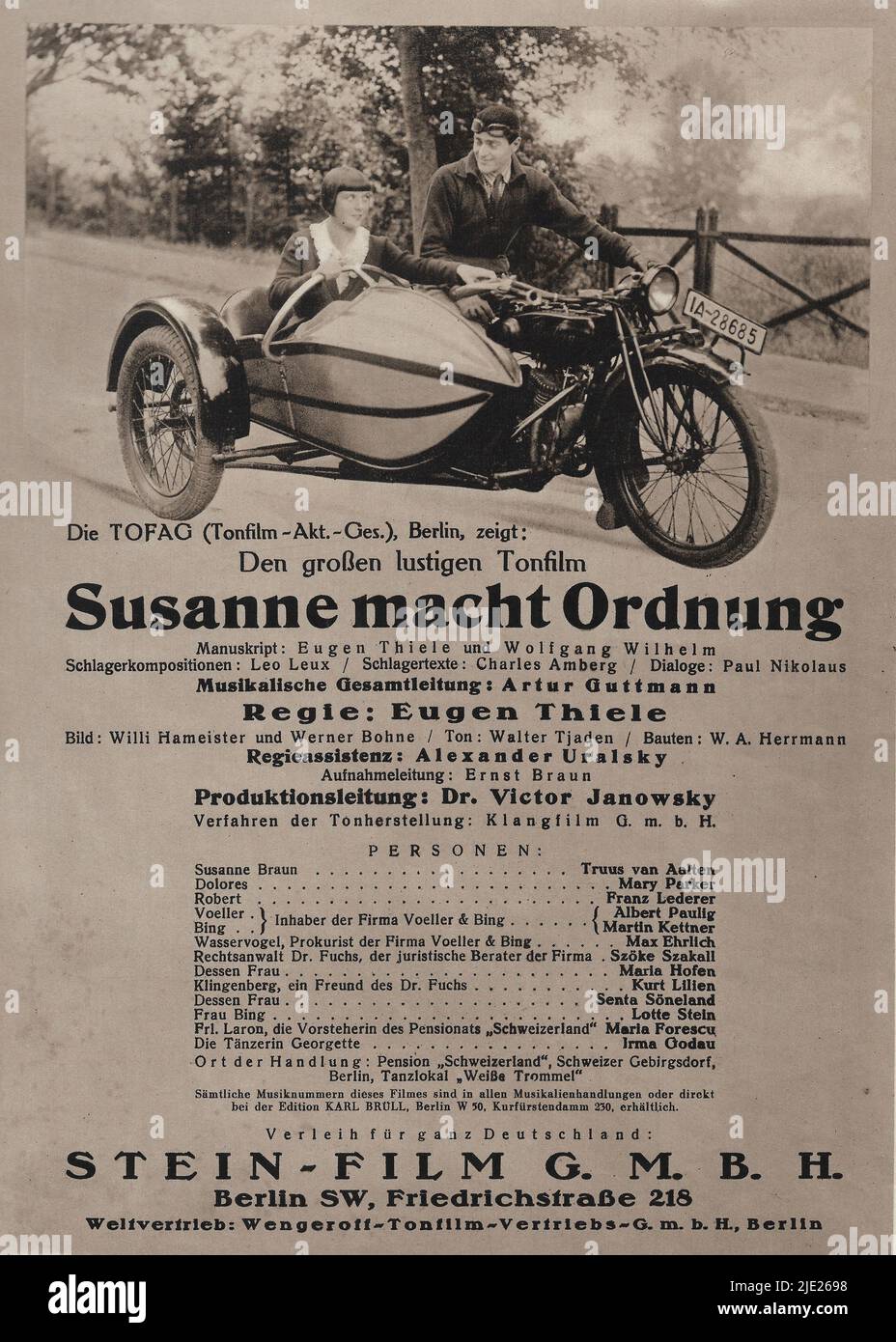 Portrait of Susanne macht Ordnung (1930) - German weimar era cinema (1918 - 1935) Stock Photo