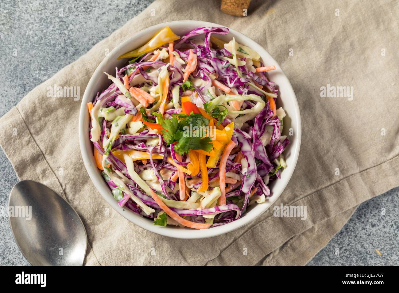 Homemade Organic Coleslaw Salad with Cabbage and Carrots Stock Photo