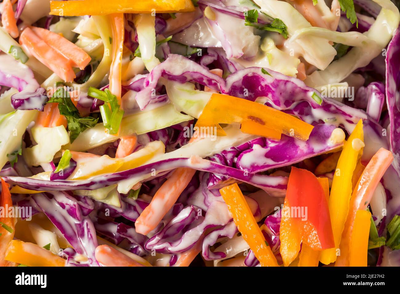 Homemade Organic Coleslaw Salad with Cabbage and Carrots Stock Photo