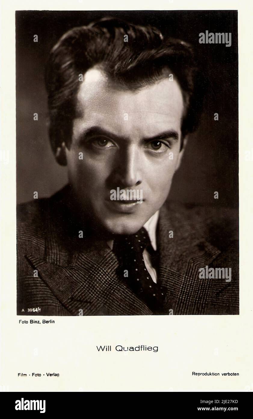 Portrait of Will Quadflieg - German Third Reich movie star Stock Photo