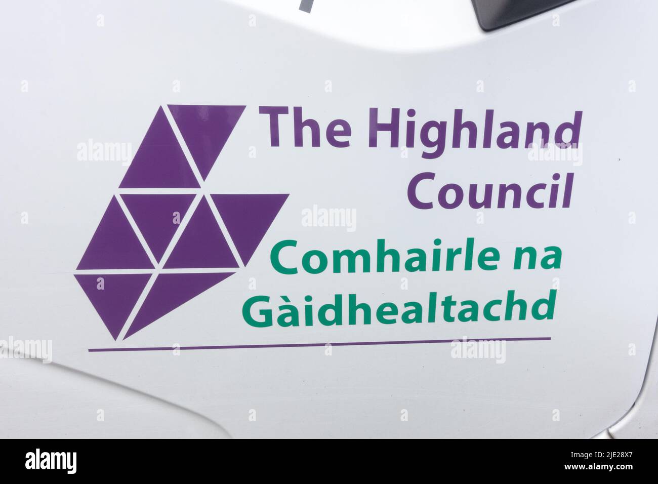 Scotland highland council logo on the side of a service vehicle Stock Photo