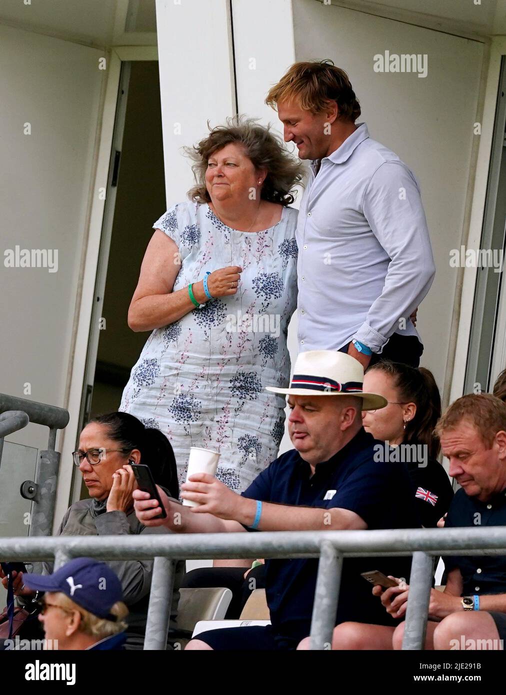 Janet Bairstow, the mother of England's Jonny Bairstow, watches from ...