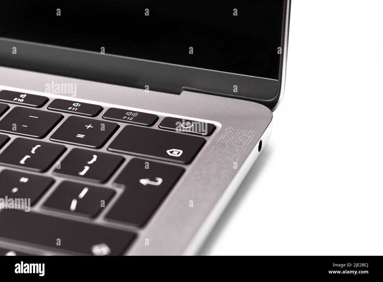 Close up of the laptop keyboard. Black keys on a light background