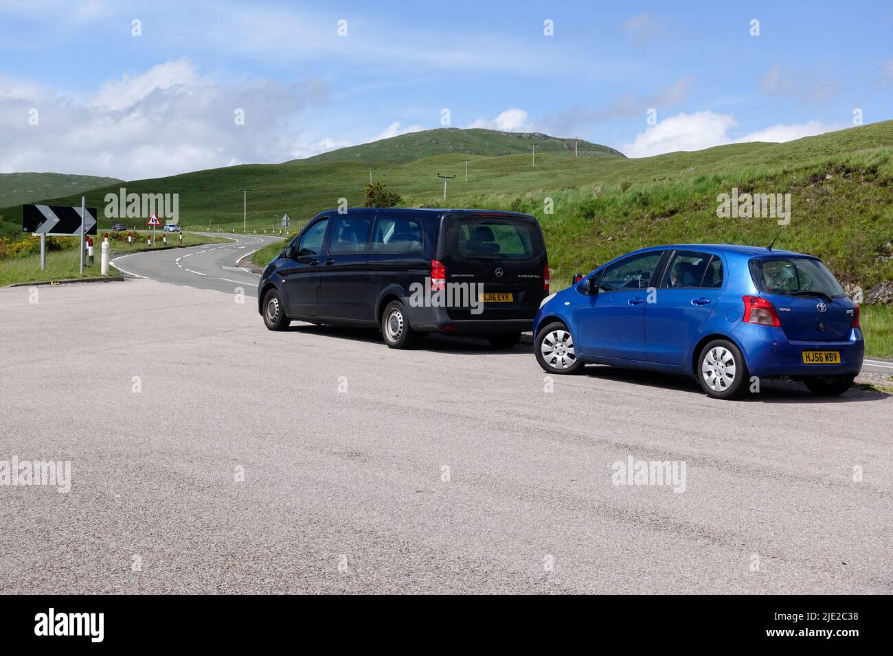 Loch Tulla Viewpoint visitors parked car Stock Photo