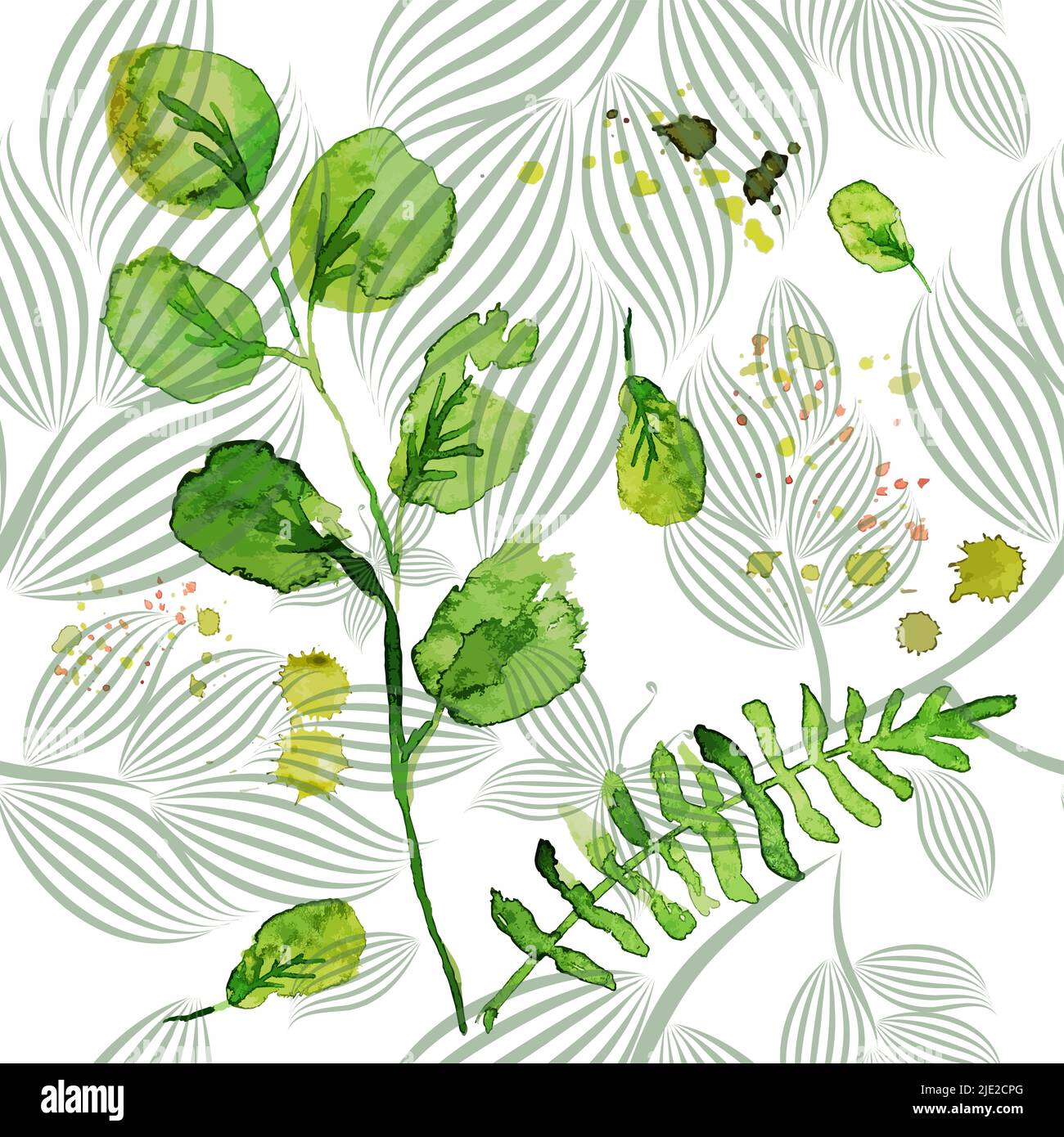 Seamless pattern with watercolor leaves. Vector illustration Stock ...
