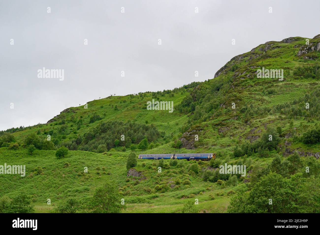 A train in the scottish highlands Stock Photo