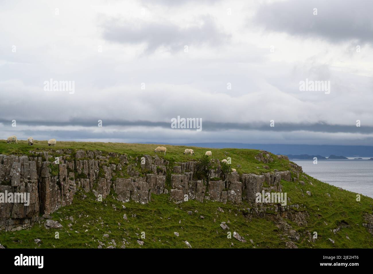 Green Cliffs on a Scottish Coastline Stock Photo