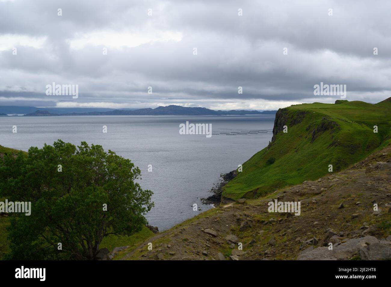 Green Cliffs on a Scottish Coastline Stock Photo