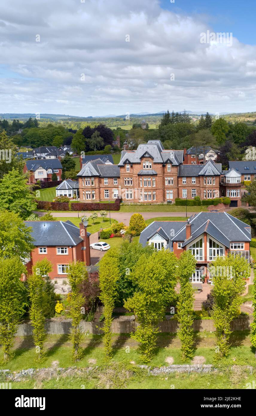 Luxury countryside rural village aerial view from above in St Andrews Scotland UK Stock Photo