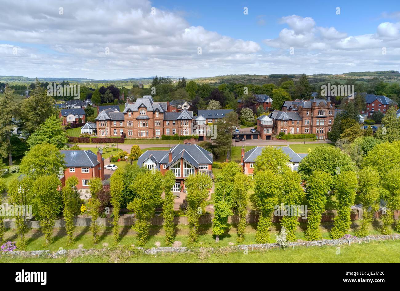 Luxury countryside rural village aerial view from above in St Andrews Scotland UK Stock Photo