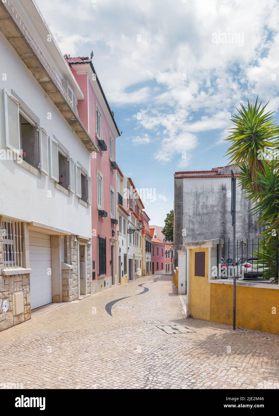 Cascais near Lisbon, seaside town. Rua da Saudade or Saudade street. Portugal Stock Photo