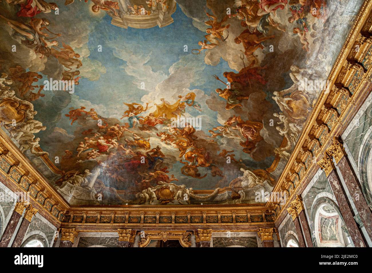 Ceiling detail in the Palace of Versailles. Versailles, France. 05/2009 Stock Photo