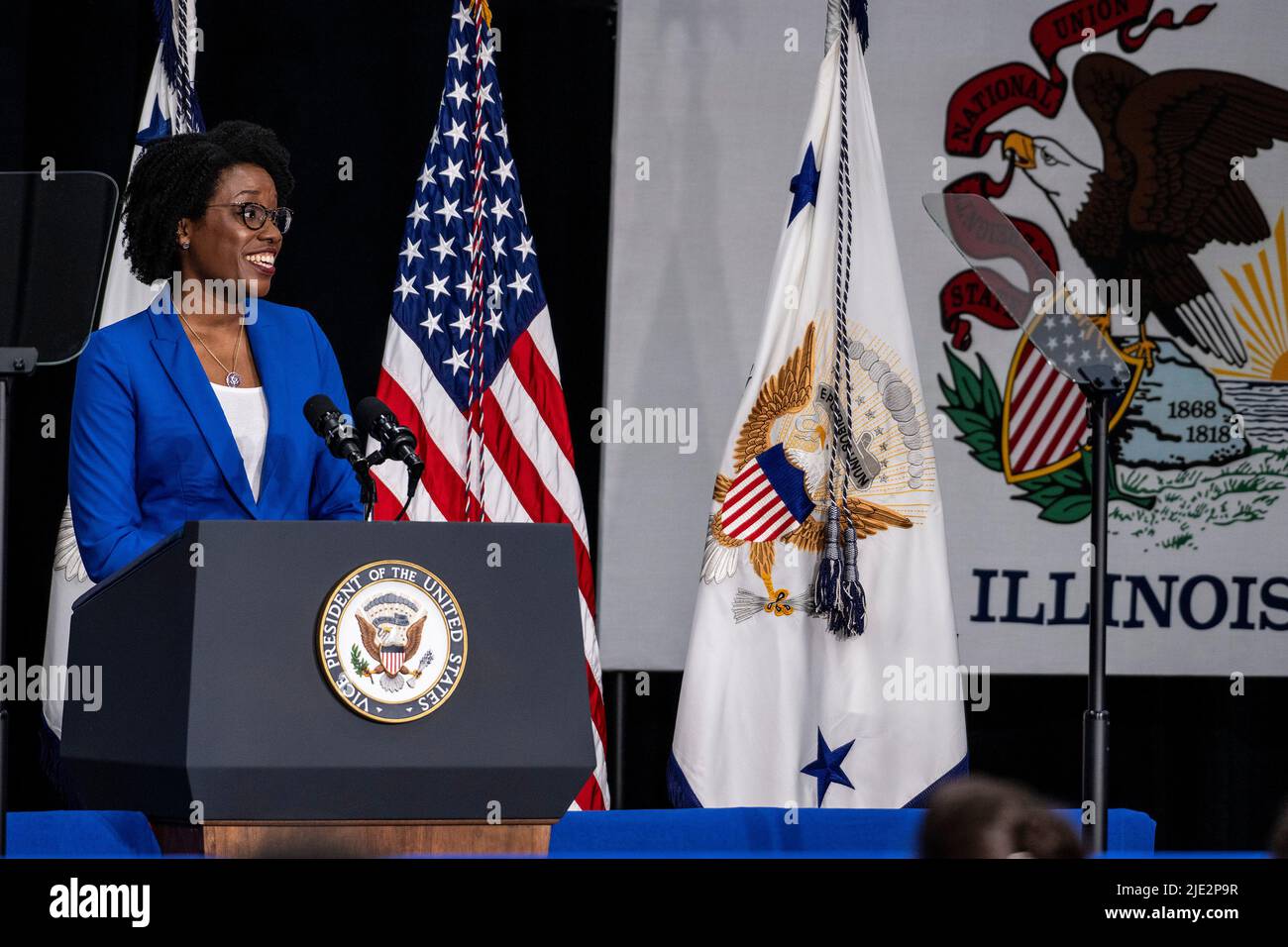 Congresswoman Lauren Underwood speaks about maternal health care at an