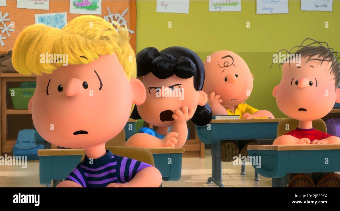 SCHROEDER, LUCY, CHARLIE BROWN, LINUS, SNOOPY AND CHARLIE BROWN: THE PEANUTS MOVIE, 2015 Stock Photo