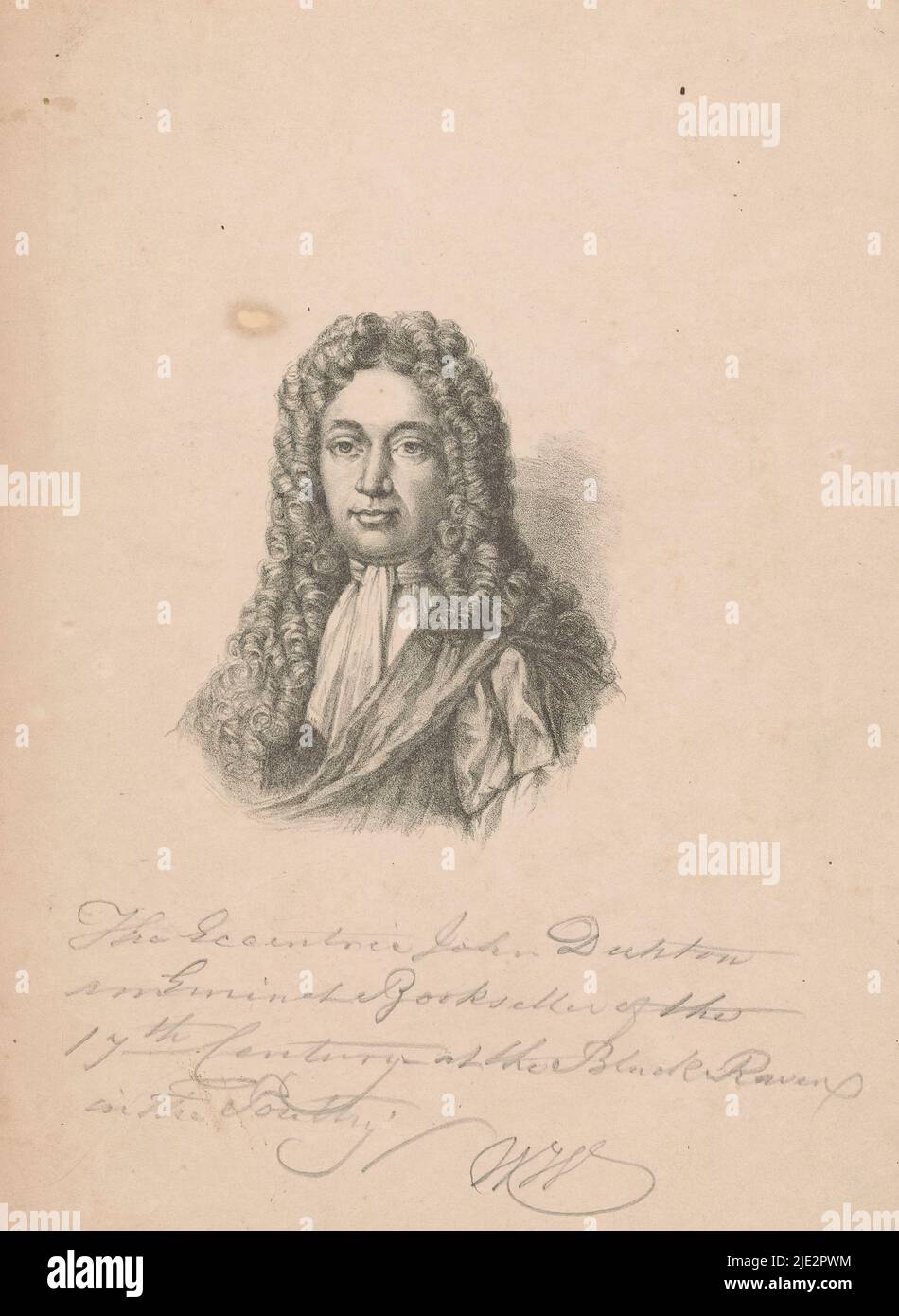 Portrait of John Dunton, bookseller in London, print maker: anonymous, c. 1825 - c. 1900, paper, height 226 mm × width 164 mm Stock Photo