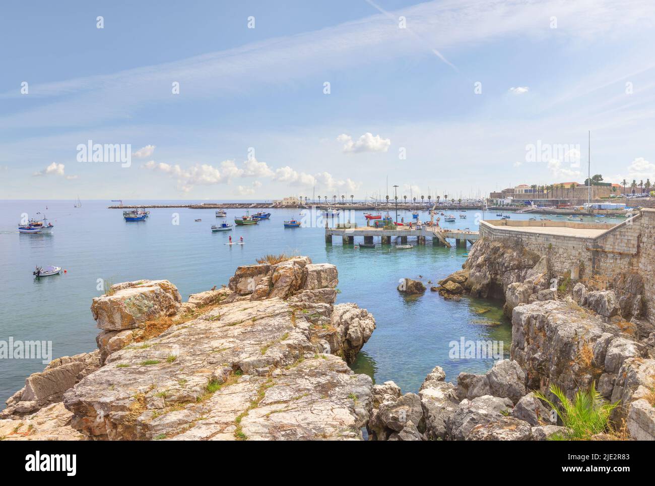 Cascais near Lisbon, seaside town. Picturesque landscape with view of the ocean, beautiful cliffs and port. Portugal Stock Photo