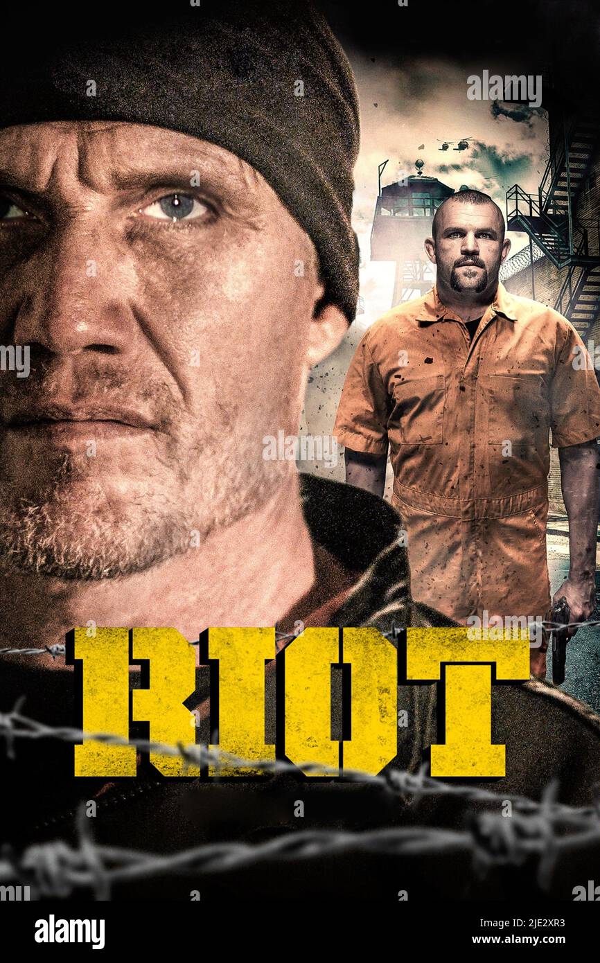 DOLPH LUNDGREN, CHUCK LIDDELL POSTER, RIOT, 2015 Stock Photo