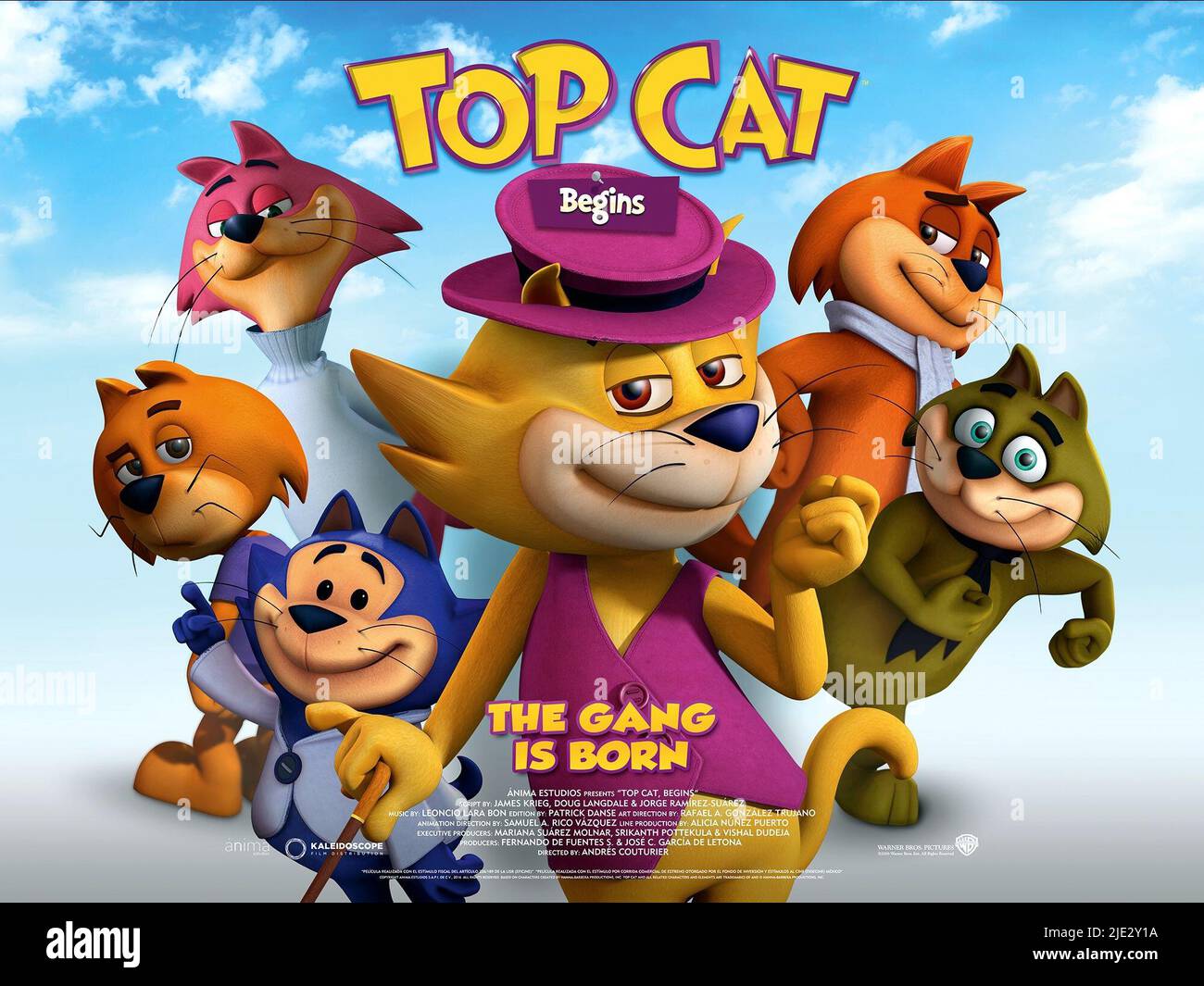 CHOO CHOO, BRAIN, BENNY THE BALL, TOP CAT, FANCY-FANCY, SPOOK POSTER, TOP CAT BEGINS, 2015 Stock Photo