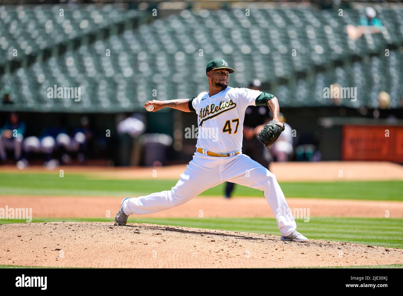 Oakland Athletics Pitcher Frankie Montas (47) during an MLB game