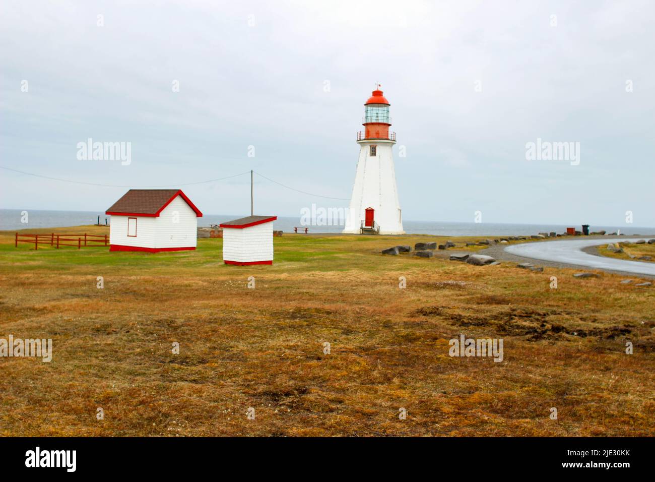 Port richie lighthouse in Port au choix, Newfoundland, Canada Stock