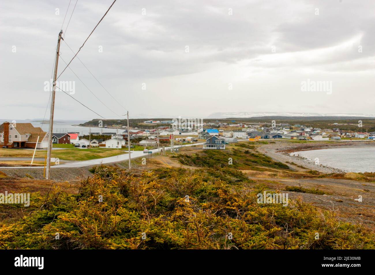 Panoramic style photo of the town of Port au choix Stock Photo Alamy