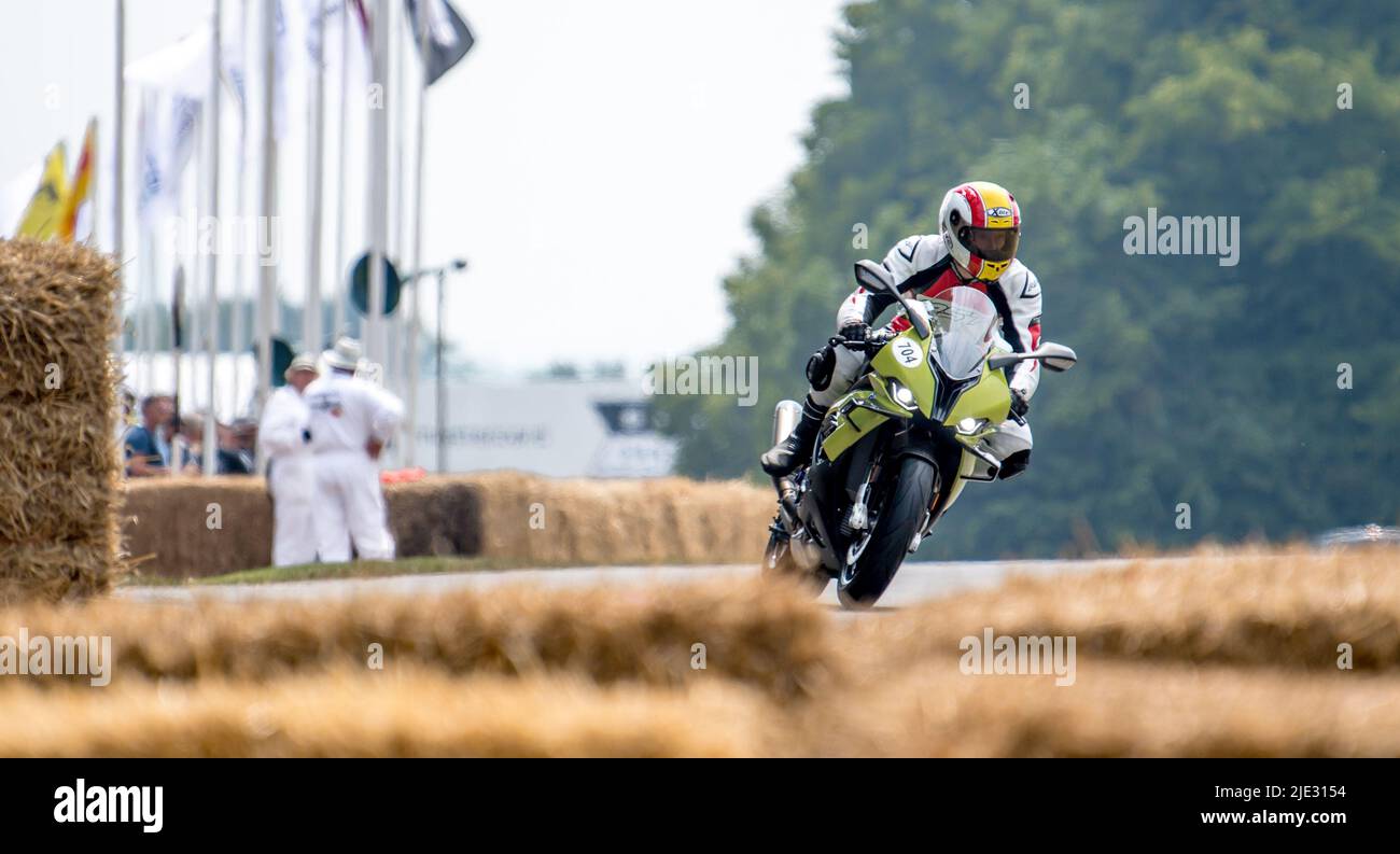 Goodwood, UK. 23rd June, 2022. BMWM1000RR 50Years M takes on the hill at the Goodwood Festival Of Speed at the Goodwood Circuit, Goodwood, UK on 23 June 2022. Photo by Phil Hutchinson. Editorial use only, license required for commercial use. No use in betting, games or a single club/league/player publications. Credit: UK Sports Pics Ltd/Alamy Live News Stock Photo