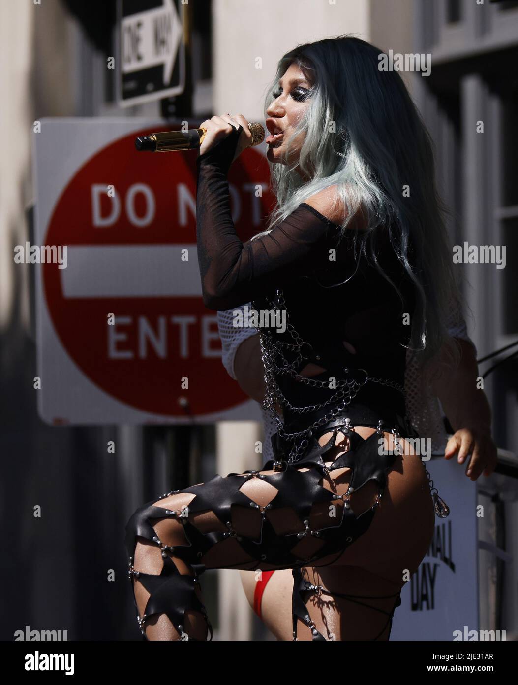 New York, United States. 24th June, 2022. Kesha performs at the Stonewall National Monument Visitor Center groundbreaking ceremony outside of the Stonewall Inn on Friday, June 24, 2022 in New York City. Photo by John Angelillo/UPI Credit: UPI/Alamy Live News Stock Photo