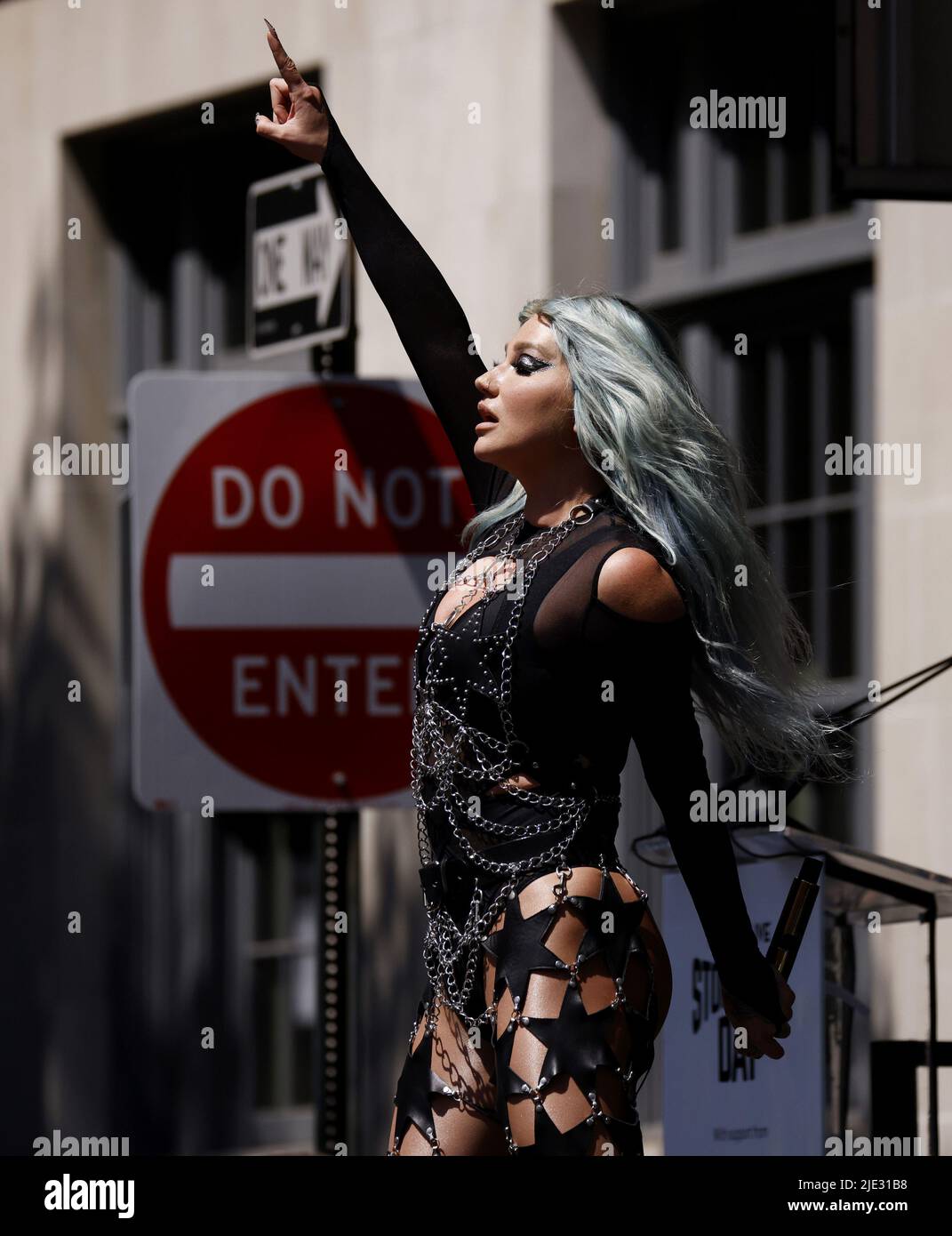 New York, United States. 24th June, 2022. Kesha performs at the Stonewall National Monument Visitor Center groundbreaking ceremony outside of the Stonewall Inn on Friday, June 24, 2022 in New York City. Photo by John Angelillo/UPI Credit: UPI/Alamy Live News Stock Photo