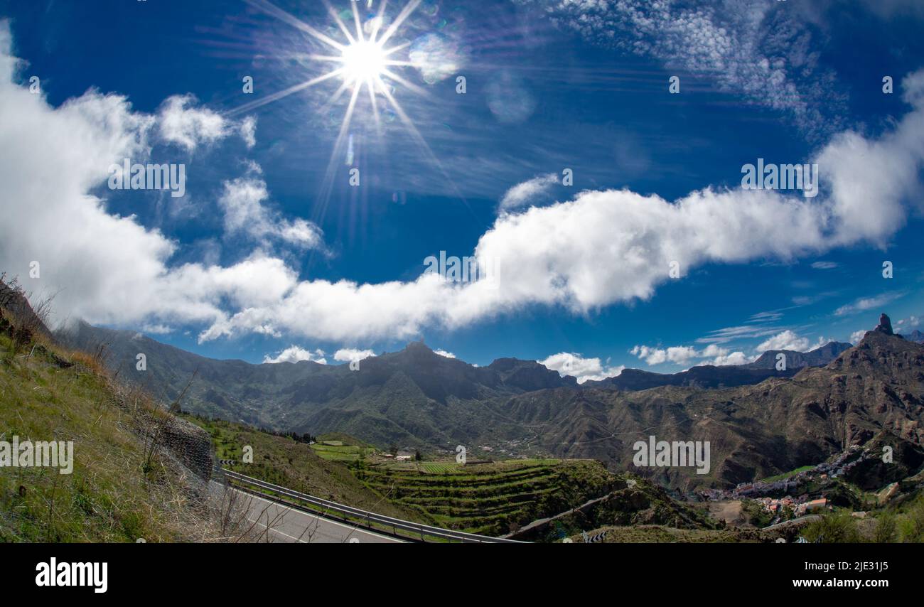 Beautiful and spectacular scenery and beautiful sunny day on the way up